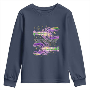Funny Cajun Crawfish Boil Mardi Gras Youth Sweatshirt What's Crackin TS11 Navy Print Your Wear