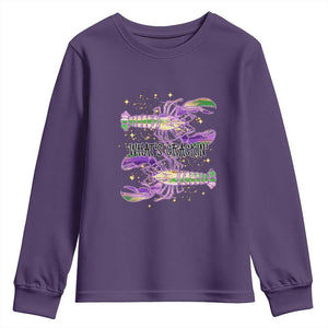 Funny Cajun Crawfish Boil Mardi Gras Youth Sweatshirt What's Crackin TS11 Purple Print Your Wear