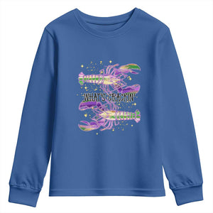 Funny Cajun Crawfish Boil Mardi Gras Youth Sweatshirt What's Crackin TS11 Royal Blue Print Your Wear