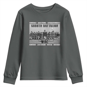 6888th Battalion Youth Sweatshirt Black Female Battalion WAC Women's Army Corps Black History Month TS11 Dark Heather Print Your Wear