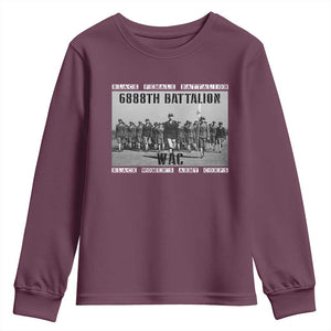 6888th Battalion Youth Sweatshirt Black Female Battalion WAC Women's Army Corps Black History Month TS11 Maroon Print Your Wear