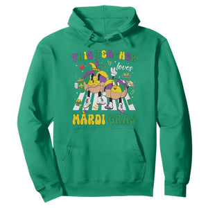 Funny This Teacher Loves Mardi Gras Hoodie King Cake Jester Hat TS11 Irish Green Print Your Wear