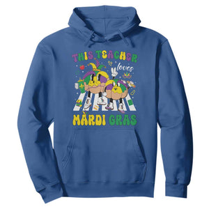 Funny This Teacher Loves Mardi Gras Hoodie King Cake Jester Hat TS11 Royal Blue Print Your Wear