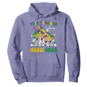 Funny This Teacher Loves Mardi Gras Hoodie King Cake Jester Hat TS11 Violet Print Your Wear