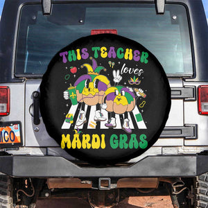 Funny This Teacher Loves Mardi Gras Spare Tire Cover King Cake Jester Hat TS11 No hole Black Print Your Wear