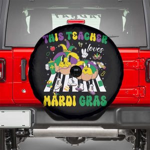 Funny This Teacher Loves Mardi Gras Spare Tire Cover King Cake Jester Hat TS11 Black Print Your Wear