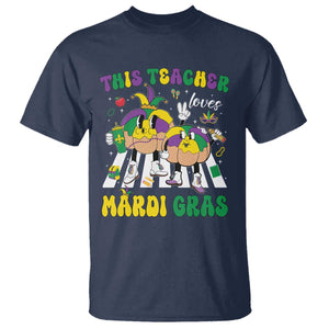 Funny This Teacher Loves Mardi Gras T Shirt King Cake Jester Hat TS11 Navy Print Your Wear