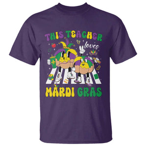 Funny This Teacher Loves Mardi Gras T Shirt King Cake Jester Hat TS11 Purple Print Your Wear