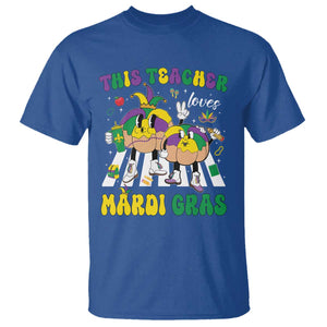 Funny This Teacher Loves Mardi Gras T Shirt King Cake Jester Hat TS11 Royal Blue Print Your Wear