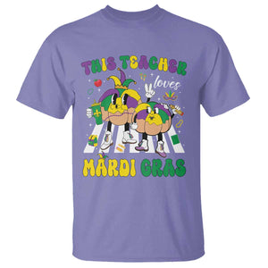 Funny This Teacher Loves Mardi Gras T Shirt King Cake Jester Hat TS11 Violet Print Your Wear