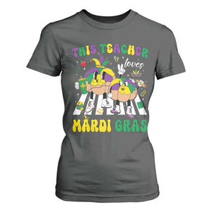 Funny This Teacher Loves Mardi Gras T Shirt For Women King Cake Jester Hat TS11 Dark Heather Print Your Wear