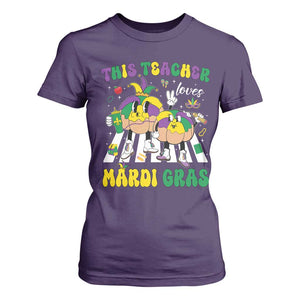 Funny This Teacher Loves Mardi Gras T Shirt For Women King Cake Jester Hat TS11 Purple Print Your Wear