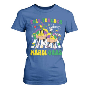 Funny This Teacher Loves Mardi Gras T Shirt For Women King Cake Jester Hat TS11 Royal Blue Print Your Wear