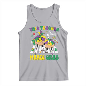 Funny This Teacher Loves Mardi Gras Tank Top King Cake Jester Hat TS11 Athletic Heather Print Your Wear