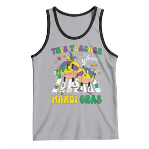 Funny This Teacher Loves Mardi Gras Tank Top King Cake Jester Hat TS11 Athletic Heather Black Print Your Wear