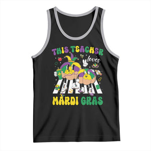 Funny This Teacher Loves Mardi Gras Tank Top King Cake Jester Hat TS11 Black Athletic Heather Print Your Wear
