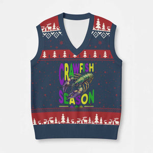 Funny Cajun Crawfish Boil Mardi Gras V-Neck Knit Sweater Vest Crawfish Season Fleur De Lis TS11 Navy Red Print Your Wear