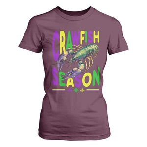 Funny Cajun Crawfish Boil Mardi Gras T Shirt For Women Crawfish Season Fleur De Lis TS11 Maroon Print Your Wear