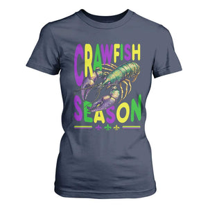 Funny Cajun Crawfish Boil Mardi Gras T Shirt For Women Crawfish Season Fleur De Lis TS11 Navy Print Your Wear