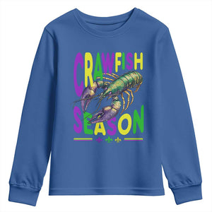 Funny Cajun Crawfish Boil Mardi Gras Youth Sweatshirt Crawfish Season Fleur De Lis TS11 Royal Blue Print Your Wear