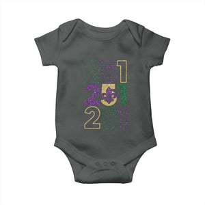 Funny Mobile Mardi Gras 251 Baby Onesie Glitter Print Area Code TS11 Dark Heather Print Your Wear