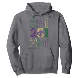 Funny Mobile Mardi Gras 251 Hoodie Glitter Print Area Code TS11 Charcoal Print Your Wear