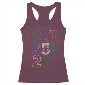 Funny Mobile Mardi Gras 251 Racerback Tank Top Glitter Print Area Code TS11 Maroon Print Your Wear