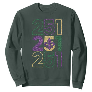 Funny Mobile Mardi Gras 251 Sweatshirt Glitter Print Area Code TS11 Dark Forest Green Print Your Wear