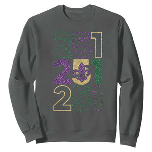Funny Mobile Mardi Gras 251 Sweatshirt Glitter Print Area Code TS11 Dark Heather Print Your Wear