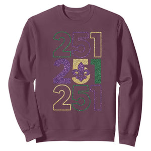 Funny Mobile Mardi Gras 251 Sweatshirt Glitter Print Area Code TS11 Maroon Print Your Wear