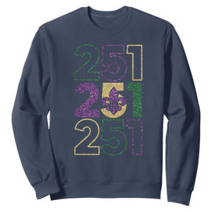 Funny Mobile Mardi Gras 251 Sweatshirt Glitter Print Area Code TS11 Navy Print Your Wear