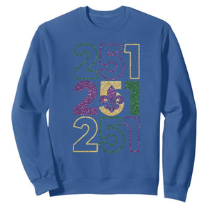 Funny Mobile Mardi Gras 251 Sweatshirt Glitter Print Area Code TS11 Royal Blue Print Your Wear