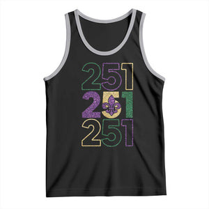 Funny Mobile Mardi Gras 251 Tank Top Glitter Print Area Code TS11 Black Athletic Heather Print Your Wear