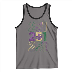 Funny Mobile Mardi Gras 251 Tank Top Glitter Print Area Code TS11 Deep Heather Black Print Your Wear