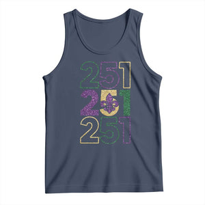 Funny Mobile Mardi Gras 251 Tank Top Glitter Print Area Code TS11 Navy Print Your Wear