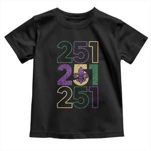 Funny Mobile Mardi Gras 251 Toddler T Shirt Glitter Print Area Code TS11 Black Print Your Wear
