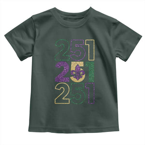 Funny Mobile Mardi Gras 251 Toddler T Shirt Glitter Print Area Code TS11 Dark Forest Green Print Your Wear
