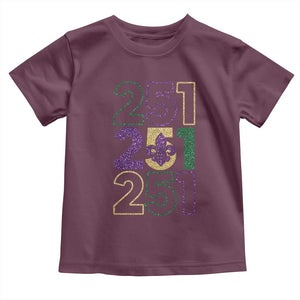 Funny Mobile Mardi Gras 251 Toddler T Shirt Glitter Print Area Code TS11 Maroon Print Your Wear