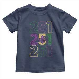 Funny Mobile Mardi Gras 251 Toddler T Shirt Glitter Print Area Code TS11 Navy Print Your Wear