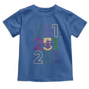 Funny Mobile Mardi Gras 251 Toddler T Shirt Glitter Print Area Code TS11 Royal Blue Print Your Wear
