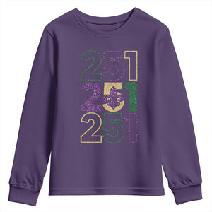 Funny Mobile Mardi Gras 251 Youth Sweatshirt Glitter Print Area Code TS11 Purple Print Your Wear