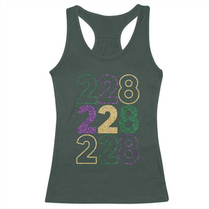 Funny The Coast Mardi Gras 228 Racerback Tank Top Glitter Print Area Code TS11 Dark Forest Green Print Your Wear