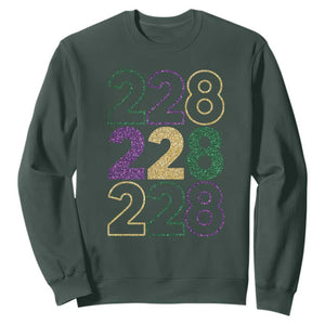 Funny The Coast Mardi Gras 228 Sweatshirt Glitter Print Area Code TS11 Dark Forest Green Print Your Wear