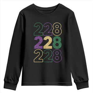 Funny The Coast Mardi Gras 228 Youth Sweatshirt Glitter Print Area Code TS11 Black Print Your Wear