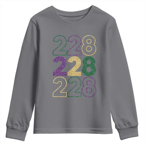 Funny The Coast Mardi Gras 228 Youth Sweatshirt Glitter Print Area Code TS11 Charcoal Print Your Wear