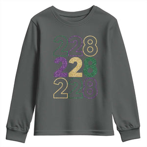 Funny The Coast Mardi Gras 228 Youth Sweatshirt Glitter Print Area Code TS11 Dark Heather Print Your Wear