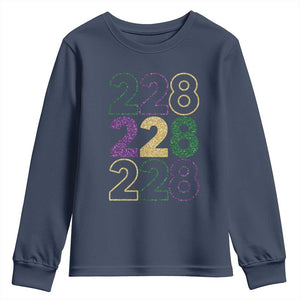 Funny The Coast Mardi Gras 228 Youth Sweatshirt Glitter Print Area Code TS11 Navy Print Your Wear