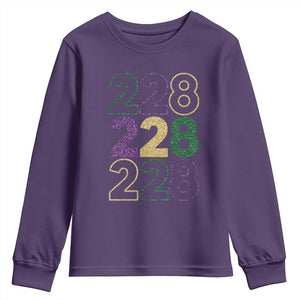 Funny The Coast Mardi Gras 228 Youth Sweatshirt Glitter Print Area Code TS11 Purple Print Your Wear