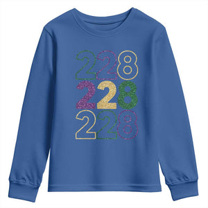Funny The Coast Mardi Gras 228 Youth Sweatshirt Glitter Print Area Code TS11 Royal Blue Print Your Wear