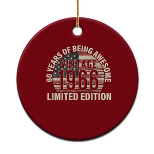60th Birthday Ceramic Ornament Vintage 1966 Limited Edition 60 Years Of Being Awesome American Flag TS11 1pc Red Print Your Wear